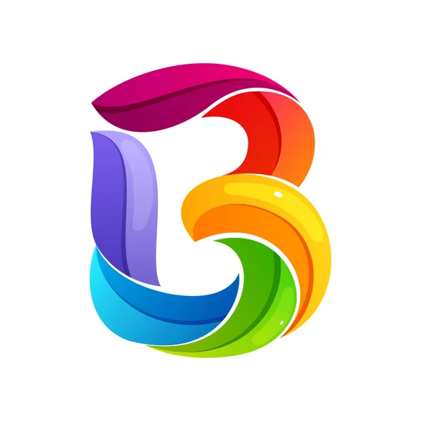 Sarmal çizgiler tarafından kurulan B harfi logosu. — Stok Vektör