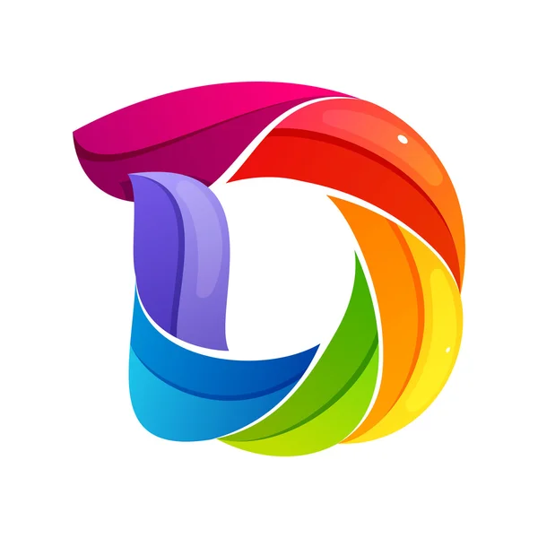 Логотип D-літери, сформований крученими лініями . — стоковий вектор