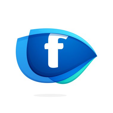F letter logo with blue wing or eye