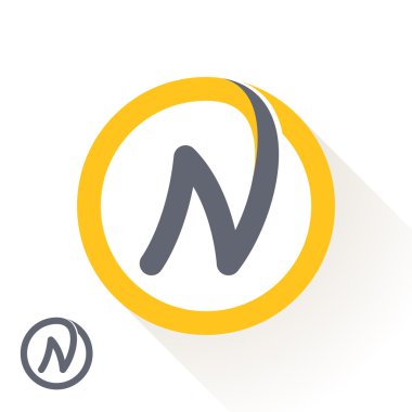 N letter with round line logo