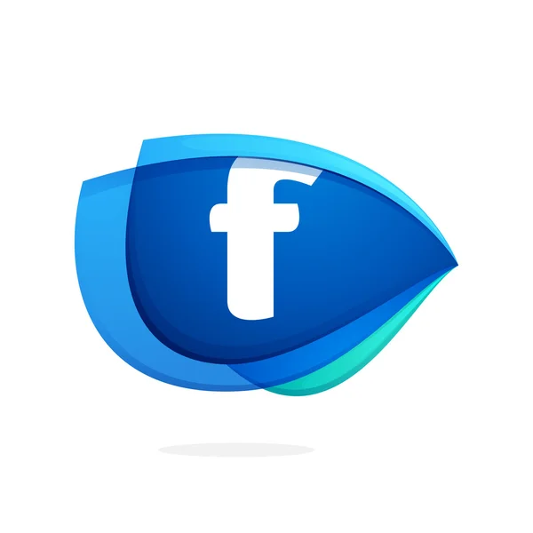 F letter logo with blue wing or eye — 图库矢量图片