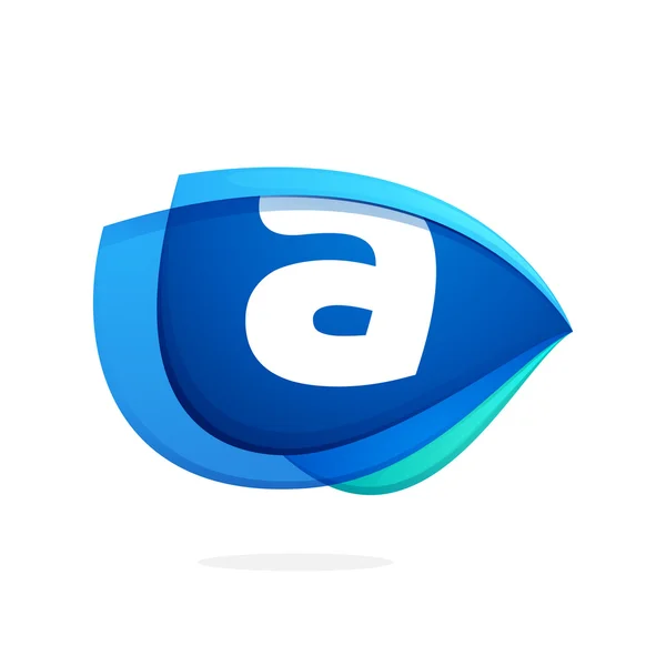 A letter logo with blue wing or eye — 스톡 벡터
