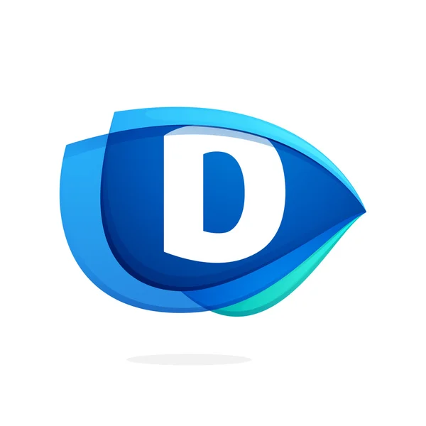 D letter logo with blue wing or eye — Stockvector