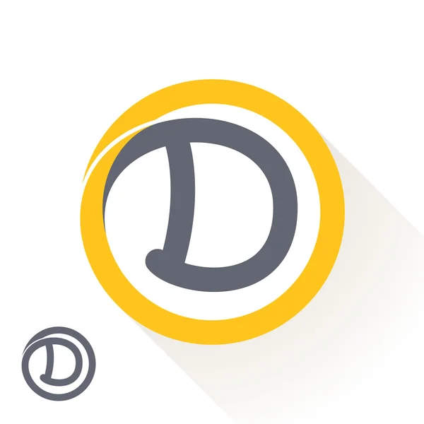 D letter with round line logo — ストックベクタ