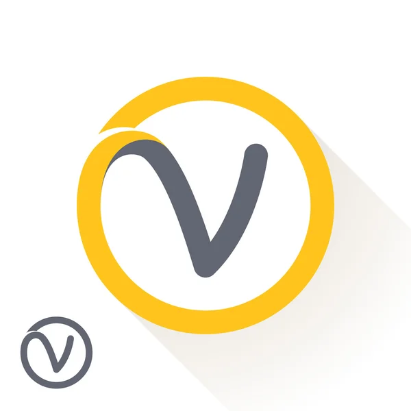 V letter with round line logo — Stok Vektör