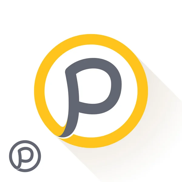P letra con el logotipo de línea redonda — Vector de stock