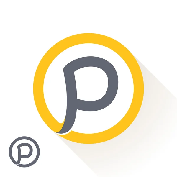 P letter with round line logo — 스톡 벡터