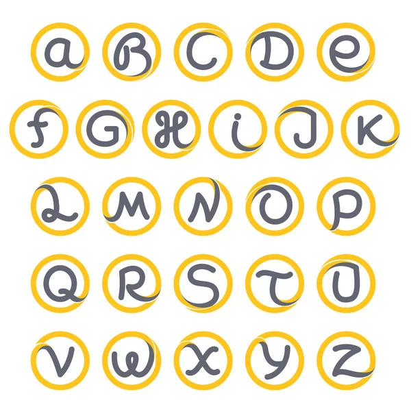 Alphabet Buchstaben mit rundem Strichprotokoll — Stockvektor