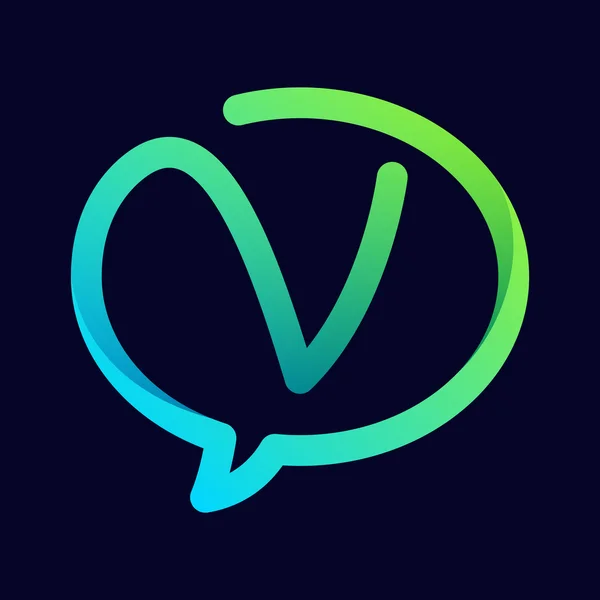 V letter with speech bubble — Stockvector