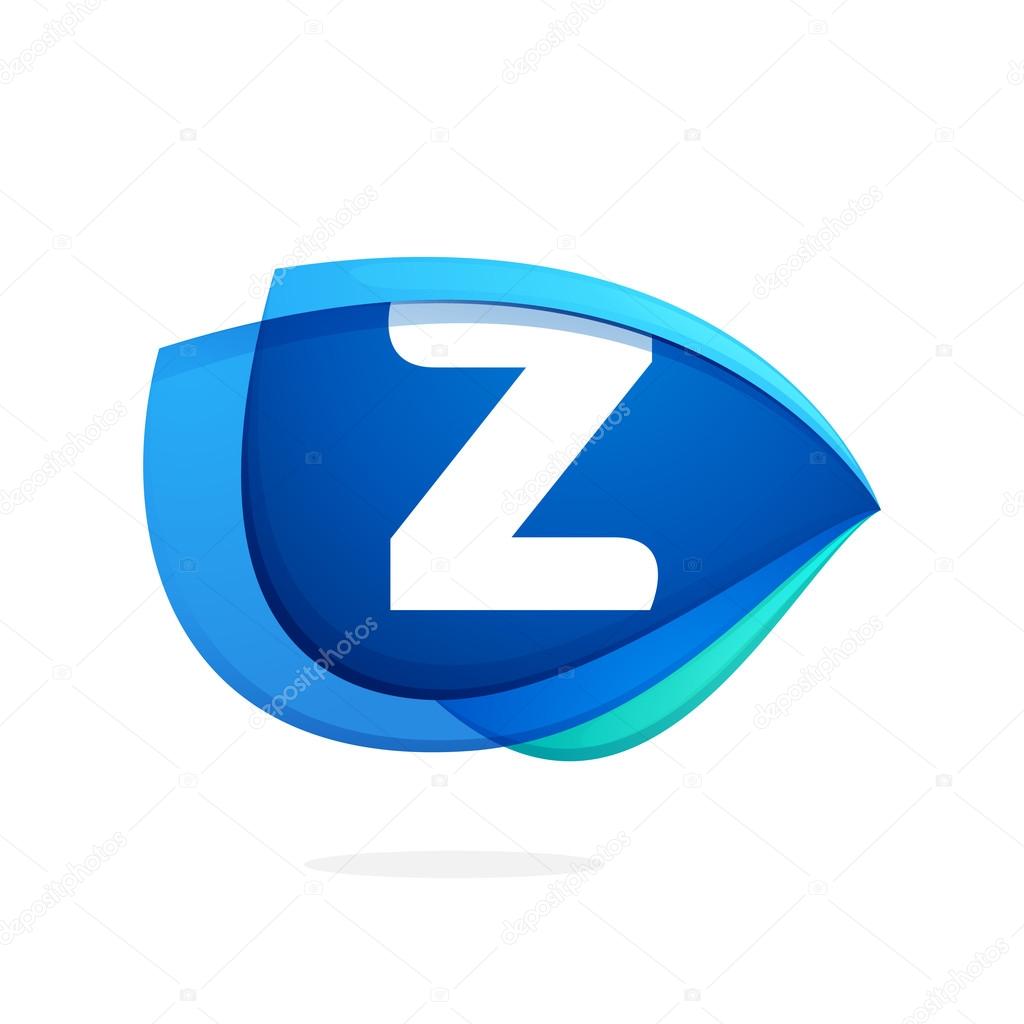 Z letter logo with blue wing or eye