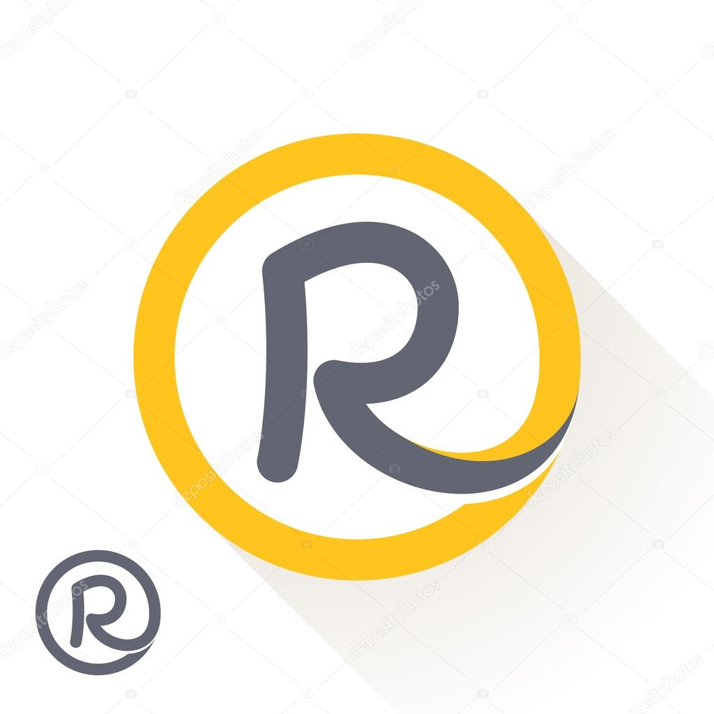 R letter with round line logo. Abstract trendy letter multicolored vector design template elements for your application or corporate identity