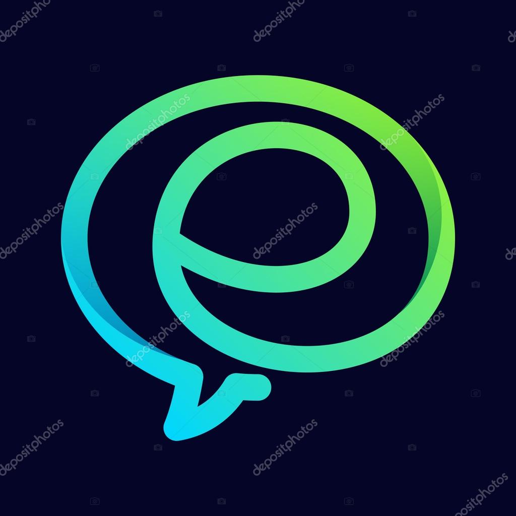 E letter with speech bubble line logo. Abstract trendy letter multicolored vector design template elements for your application or corporate identity