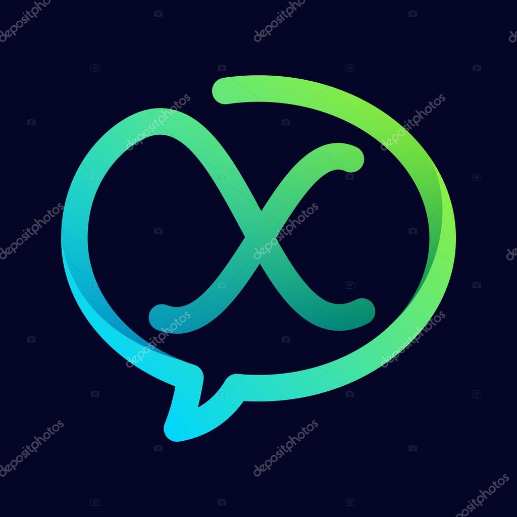 X letter with speech bubble line logo. Abstract trendy letter multicolored vector design template elements for your application or corporate identity
