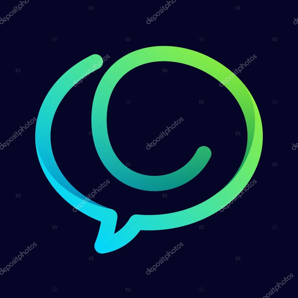 C letter with speech bubble line logo. Abstract trendy letter multicolored vector design template elements for your application or corporate identity.