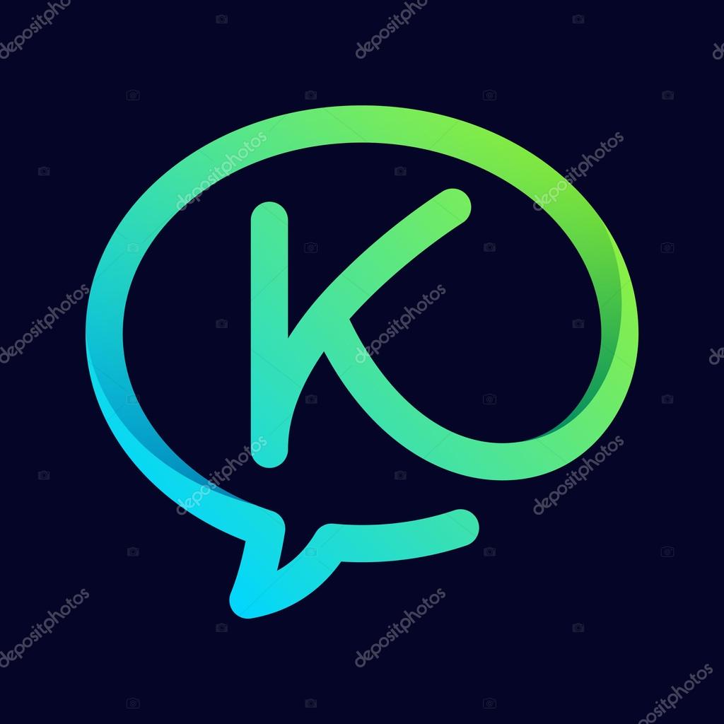 K letter with speech bubble line logo. Abstract trendy letter multicolored vector design template elements for your application or corporate identity.