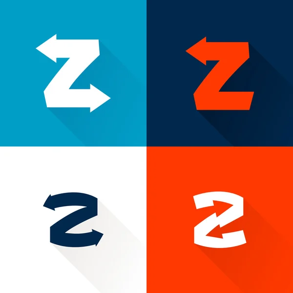 Z letra com conjunto de setas — Vetor de Stock
