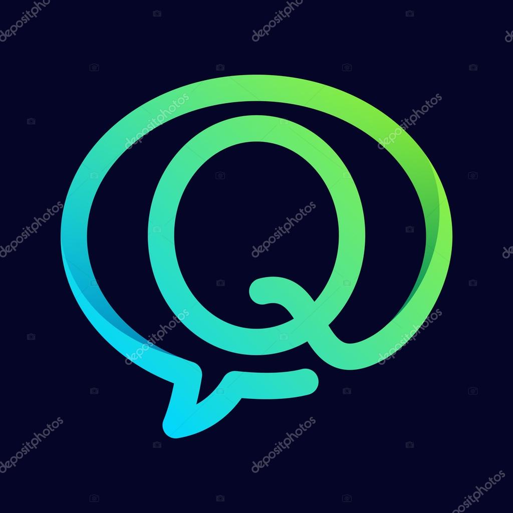 Q letter with speech bubble line logo. Abstract trendy letter multicolored vector design template elements for your application or corporate identity.