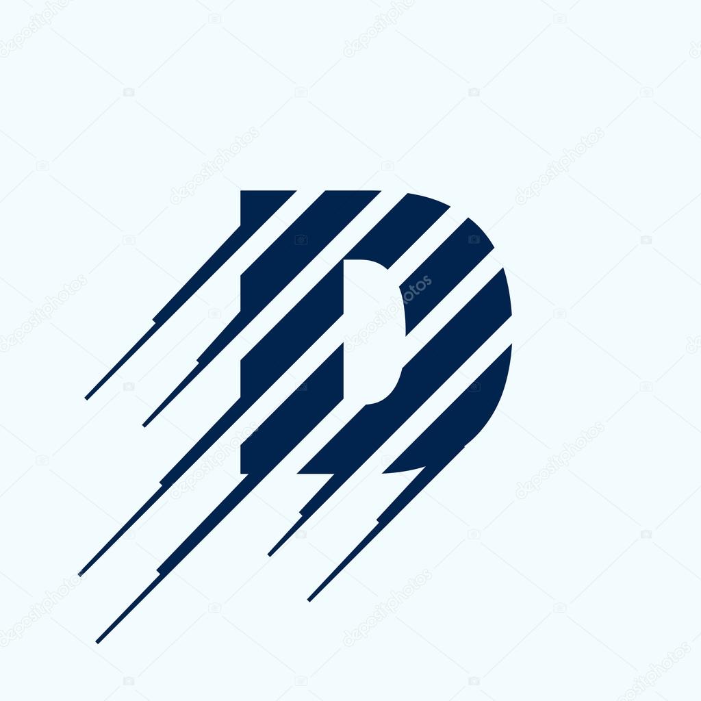 D letter logo design template. Fast speed vector unusual letter. Vector design template elements for your application or corporate identity