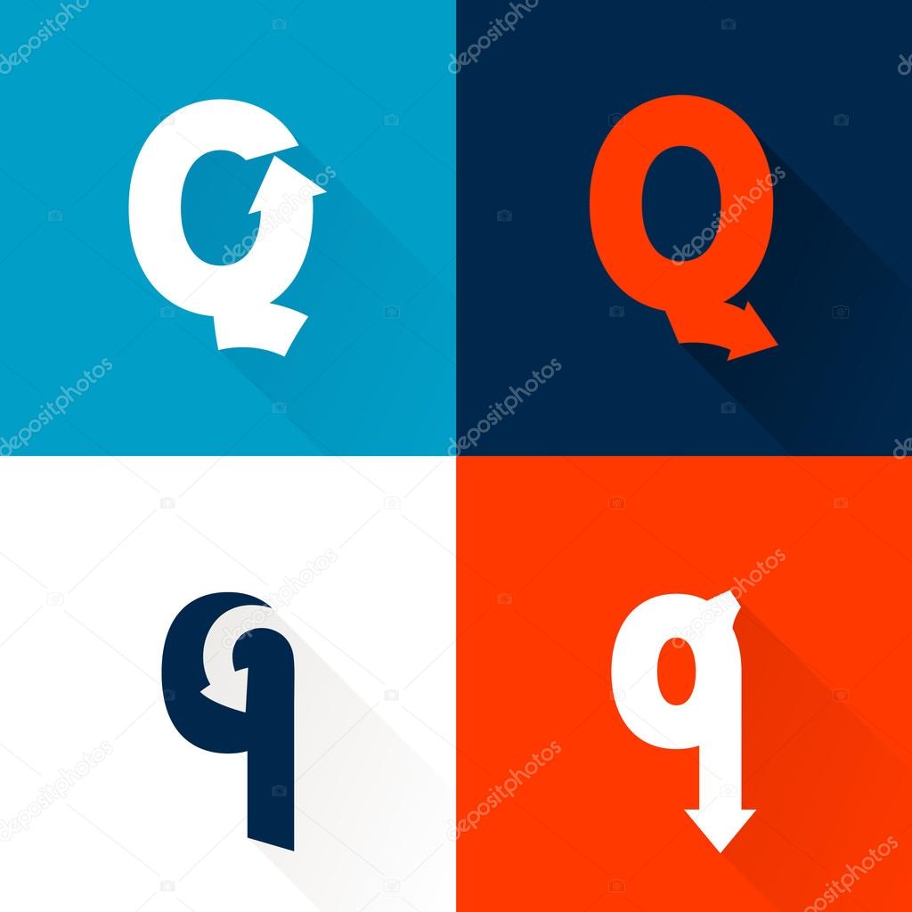 Q letter with arrows set. Vector design template elements for your application or corporate identity