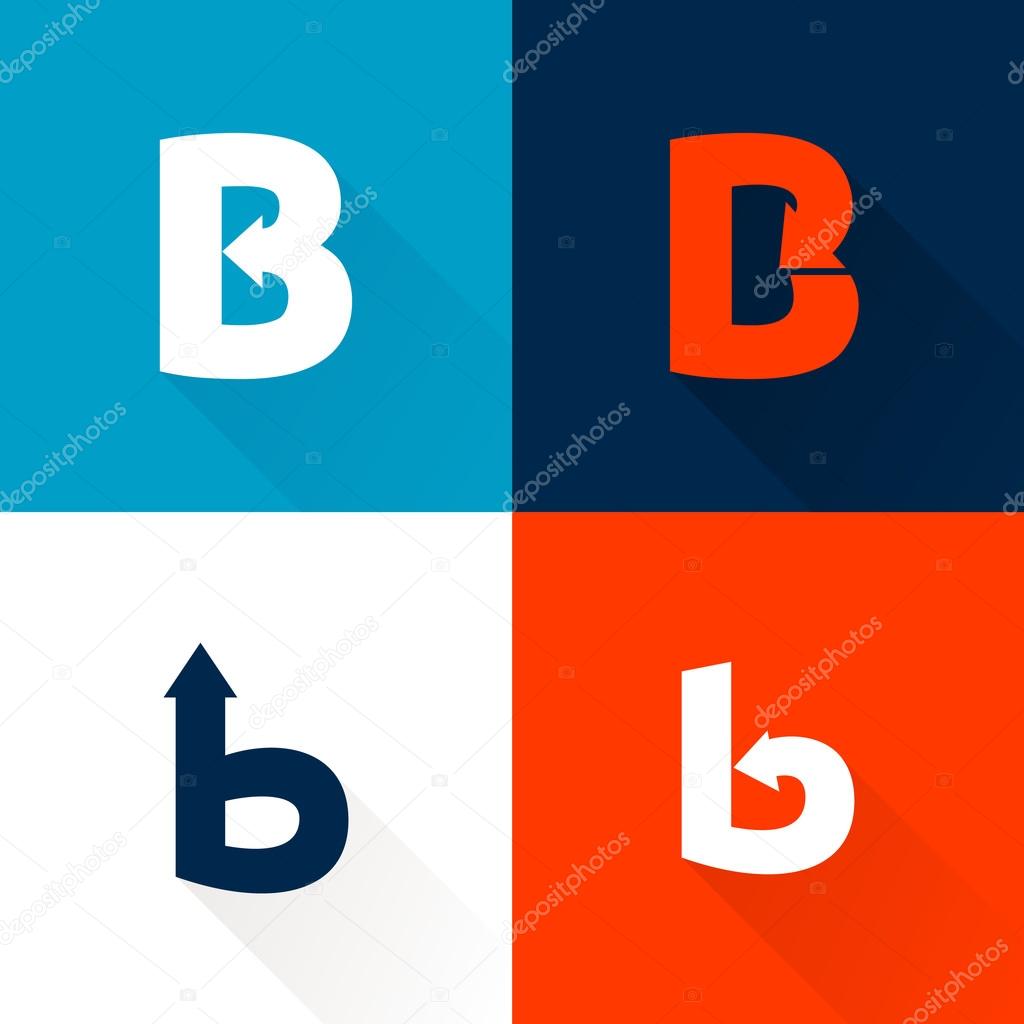 B letter with arrows set. Vector design template elements for your application or corporate identity