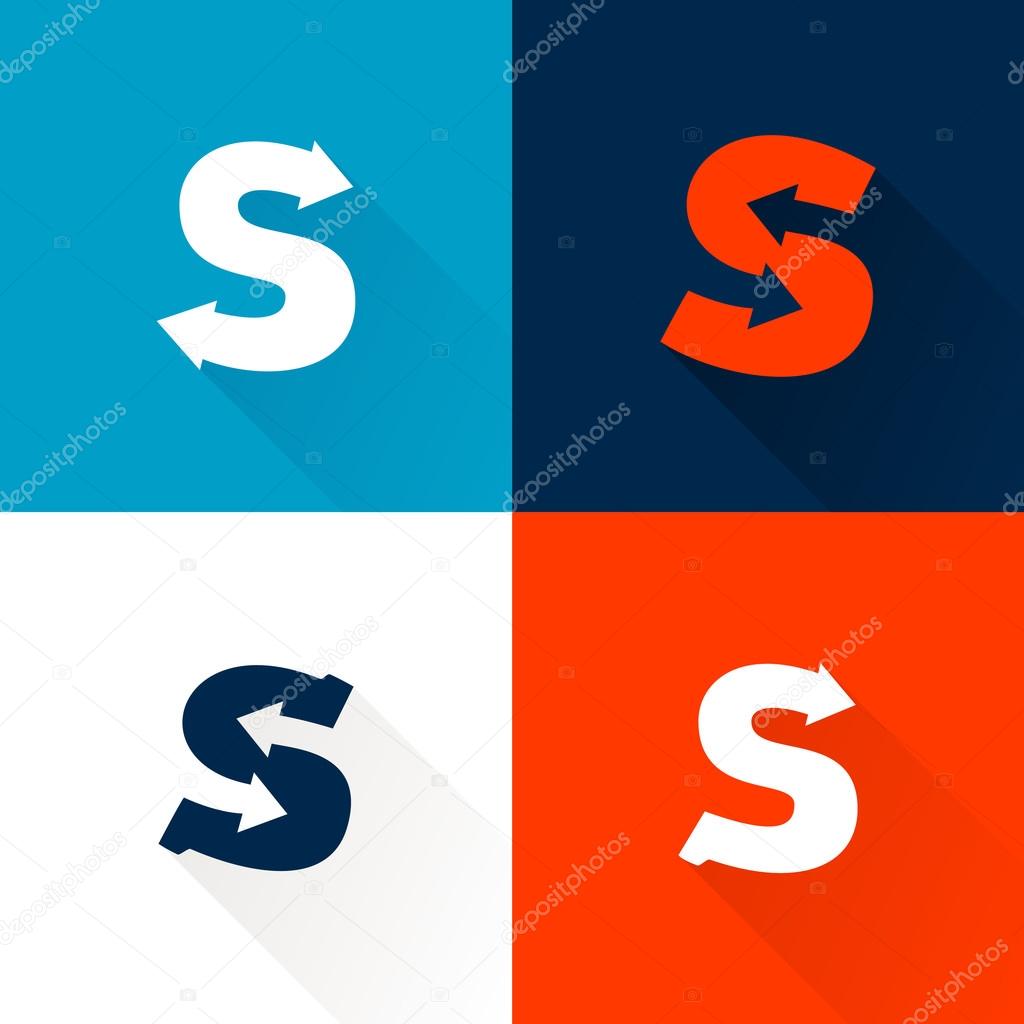 S letter with arrows set. Vector design template elements for your application or corporate identity