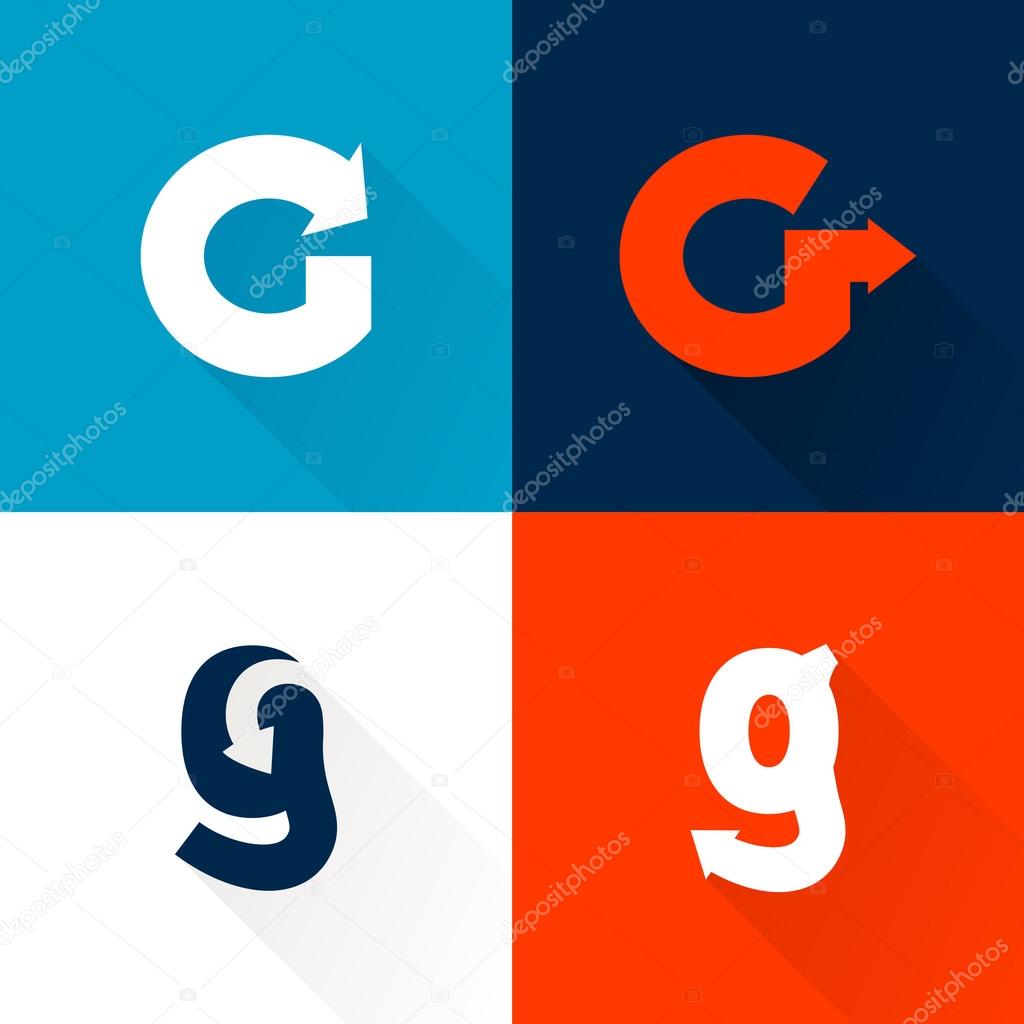 G letter with arrows set. Vector design template elements for your application or corporate identity