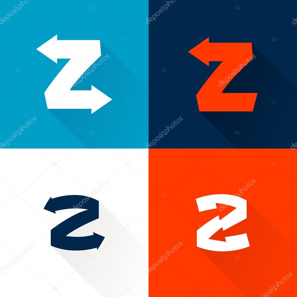 Z letter with arrows set