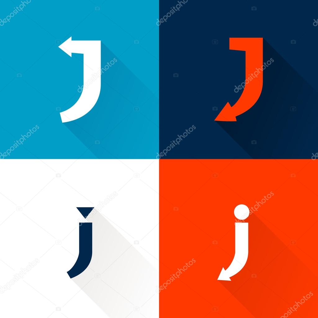 J letter with arrows set. Vector design template elements for your application or corporate identity