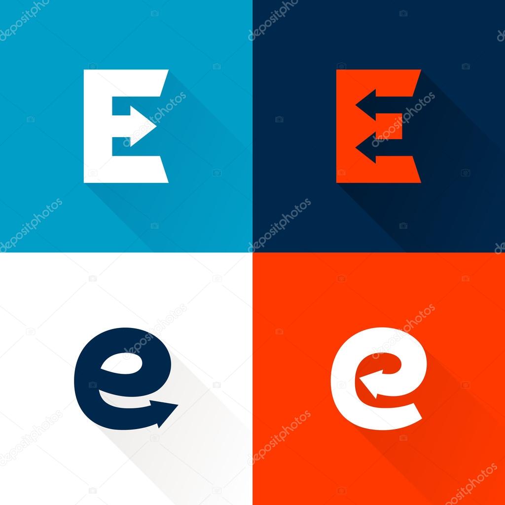 E letter with arrows set