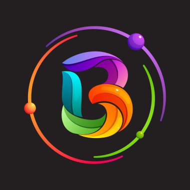 B harfi logolu atomik ya da uzay yörüngeler.