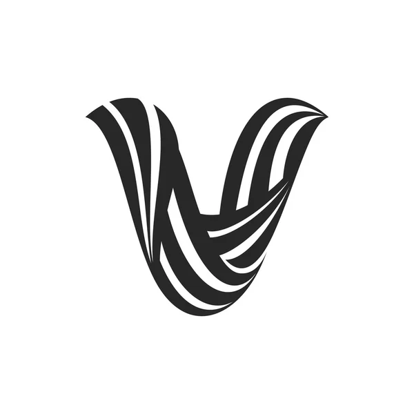 V betű, torz vonalak által alkotott. — Stock Vector