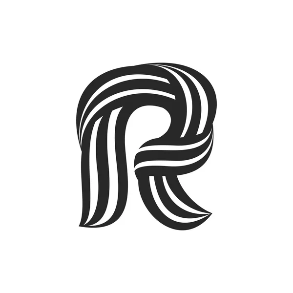 Γράμμα R που σχηματίζεται από Στριφτές γραμμές. — Διανυσματικό Αρχείο