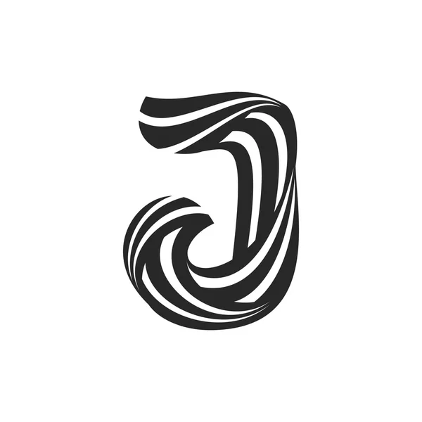 J letter  formed by twisted lines. — Stock Vector