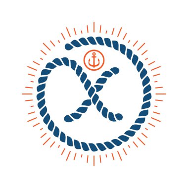 X letter logo with compass star and anchor