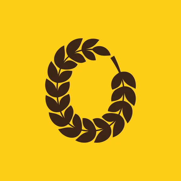 O 文字のロゴは、月桂樹のリースによって形成されます。 — ストックベクタ