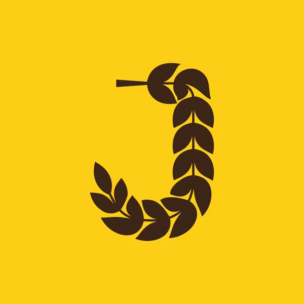 J Buchstabe Logo durch Lorbeerkranz gebildet — Stockvektor