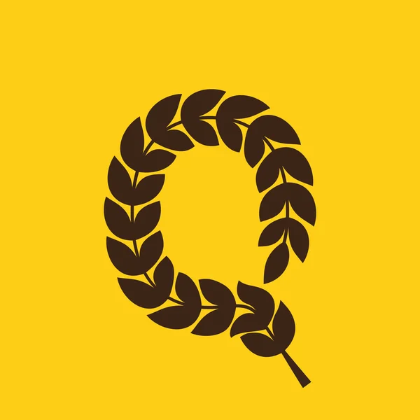 Q letter logo formed by laurel wreath — ストックベクタ