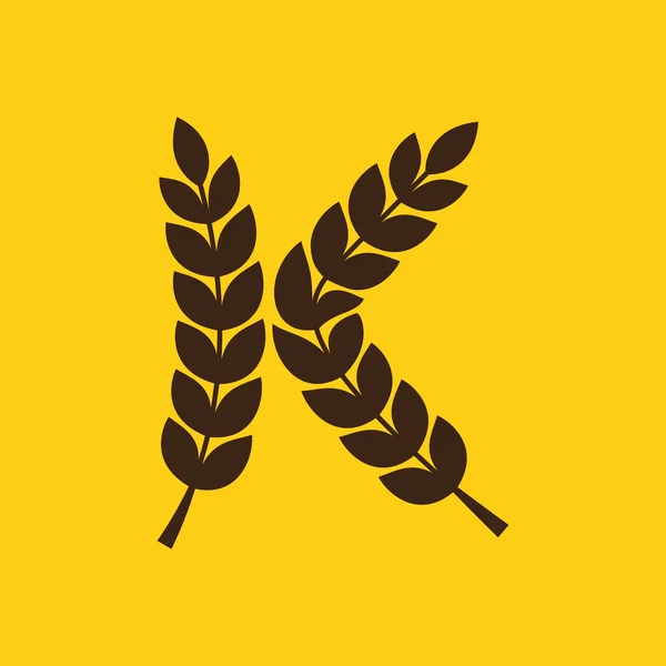 K letter logo formed by laurel wreath — Stock Vector