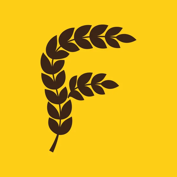 F letter logo formed by laurel wreath — Stock Vector