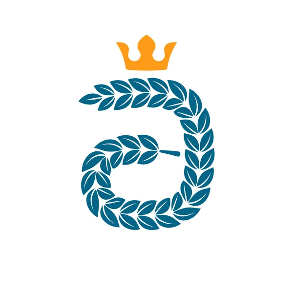 Písmeno A logo tvořená vavřínový věnec s korunou — Stockový vektor
