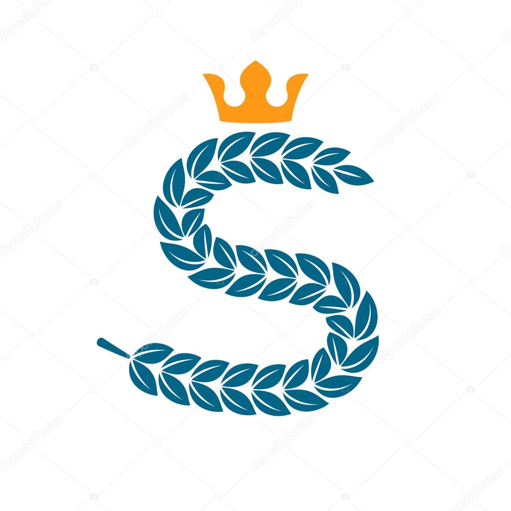  Logo  de  lettre S  form  par la Couronne de  Laurier avec 
