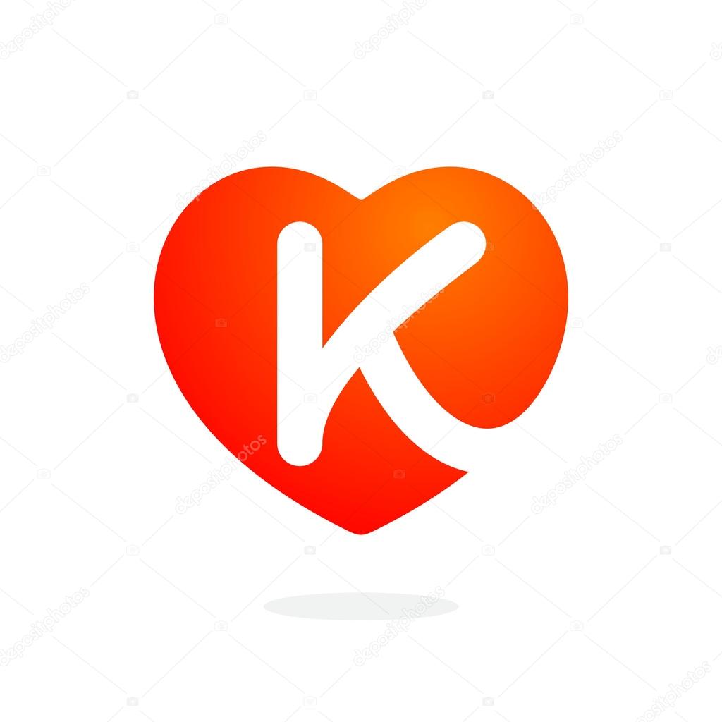 K letter inside st. Valentine's day heart design.