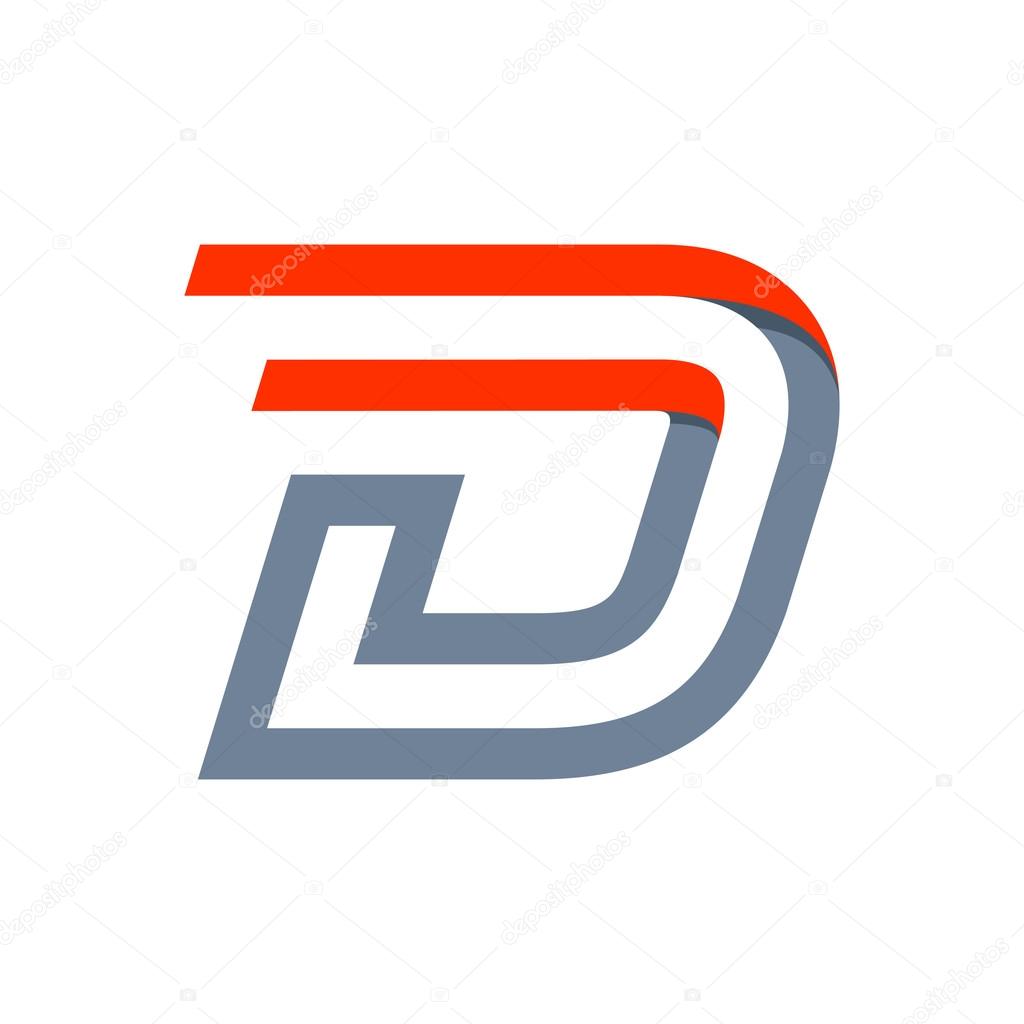 D letter fast speed logo. Hand drawn font. Vector grunge style design element for use in posters or prints.