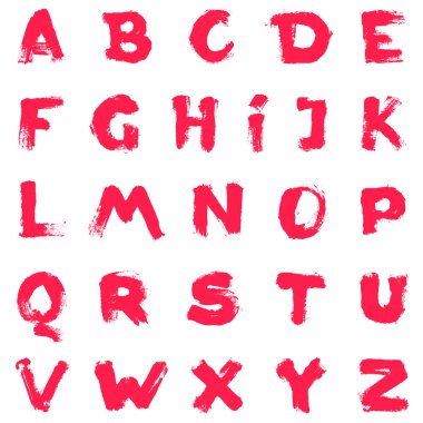 Alphabet set painted with a dry brush.