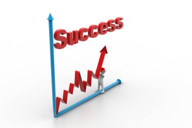 3D adam başarının grafiğini çizmeye çalışıyor