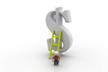 3D adam finansal sembollere doğru tırmanıyor.