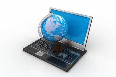 Toprak küresi olan dizüstü bilgisayar