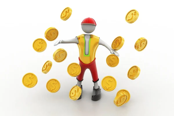 Hombre Bajo Lluvia Del Concepto Moneda Oro — Foto de Stock
