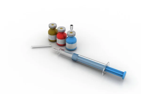 Medicamento Frascos Para Injectáveis Com Líquido Hualurónico Colagénio Gripe Seringa — Fotografia de Stock