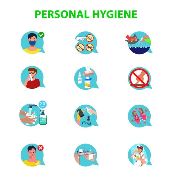 Símbolo Icono Directrices Higiene Personal Comportamientos Que Salvan Ilustración Vectores — Archivo Imágenes Vectoriales